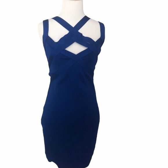 Cobalt Blue Angl body con strappy mini dress - Picture 1 of 5